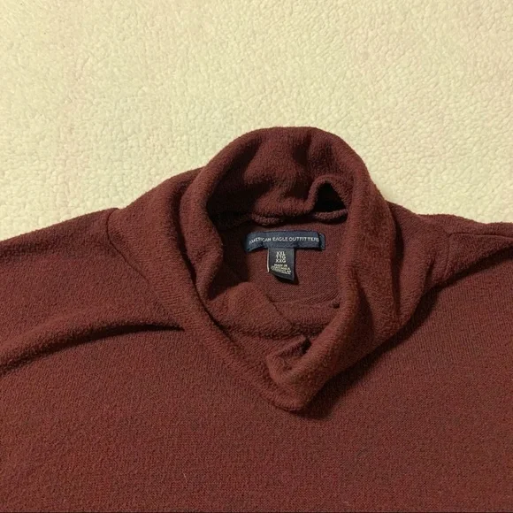 American Eagle Dress Burgundy Soft Swing Knit Mock Neck - Picture 10 of 10